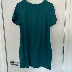 LinenMe Teal Linen Dress with pockets